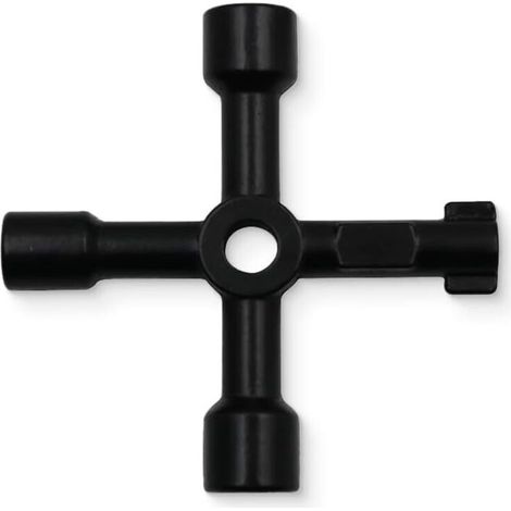 Clé en croix noire à quatre voies, clé multifonction universelle, adaptée aux armoires électriques, trépieds, vannes et compteurs d'eau (1/5)