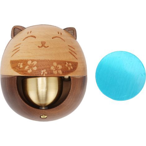 Chat de Fortune Style Shopkeeper - Carillon de Porte en Bois et Laiton - Son Clair et Agréable - Installation Facile pour Maison, Café ou Boutique (1/5)