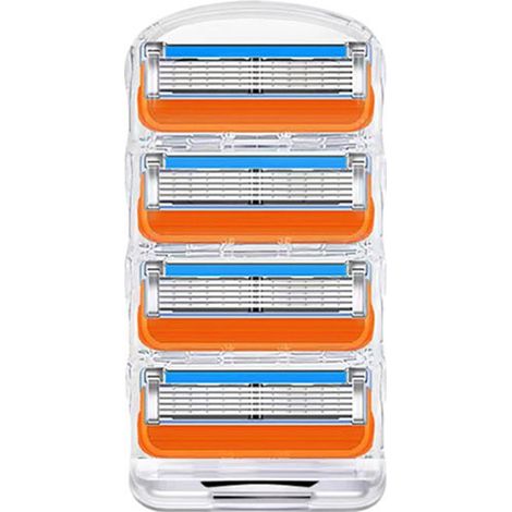 5 lames de rasoir manuel pour hommes - Compatible avec les rasoirs 5 lames tête orange (Cartouche avec 4 lames) (1/4)
