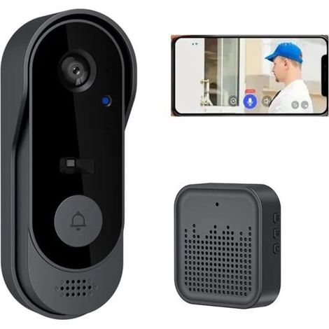 Sonnette vidéo sans fil 1080P étanche – Angle de vision 125° – Audio bidirectionnel – Détection de mouvement – Stockage Cloud (1/5)