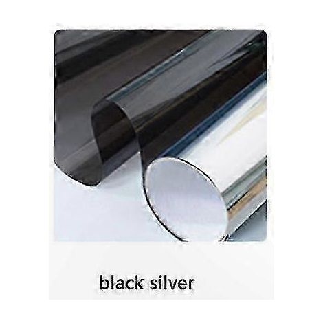 Film adhésif réfléchissant pour vitres, teinté et opaque, pour la maison et le bureau, 1 mètre de long (60 cm), noir et argent. (1/5)