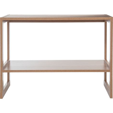 Pegane – Étagère empilable 2 niveaux en panneaux de particules – Longueur 69 cm x Profondeur 33 cm x Hauteur 51 cm – Coloris naturel (1/2)