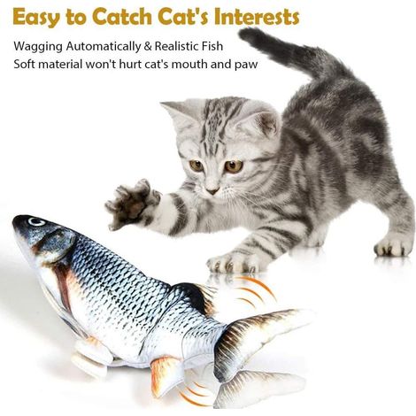 Jouet électronique pour chat en forme de poisson avec herbe à chat, rechargeable par USB et lavable (1/4)