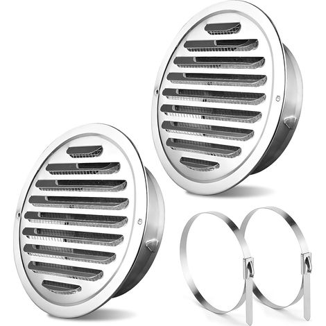 2 pièces de grilles de ventilation, grilles de ventilation en acier inoxydable avec protection contre les insectes, grilles rondes de 80 mm, grilles de protection contre les intempéries pour garage (1/5)