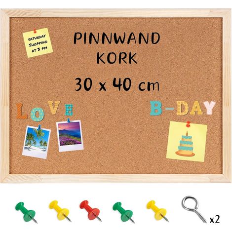 Creative Home 30x40 cm (+-2 cm) Kleine Pinnwand Kork  inkl. 5 Pinwandnadeln  Korkwand Korktafel Holzrahmen Memoboard (1/5)