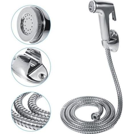 Kit Douchette Bidet WC Pulvérisateur de douche pour l\\'hygiène intime Douchette à Main Support De Tuyau Fixation (1/4)