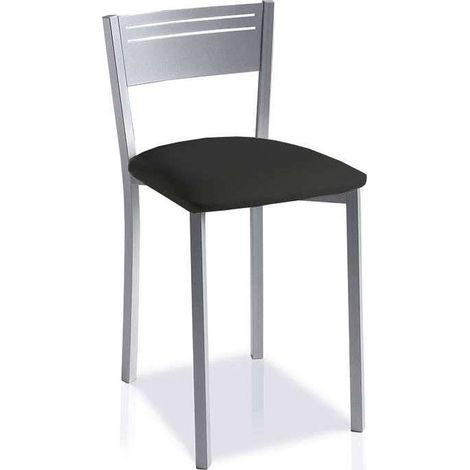 Pack de 4 taburetes respaldo bajo tapizado en polipiel negro, 69 cm(alto)36 cm(ancho)40 cm(largo) (1/2)