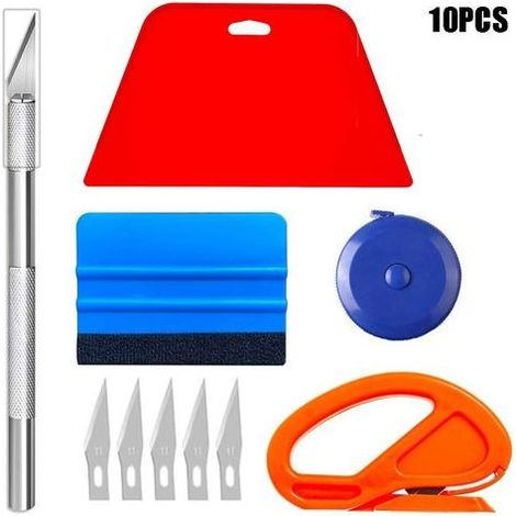Kit Covering,Outils de Film pour Papier peint,Fenêtre Voiture,Carrelage Vinyle,Raclette pour Pose Adhesif,avec Squeegee au Silicone,Couteau Universel et des Lames (1/4)