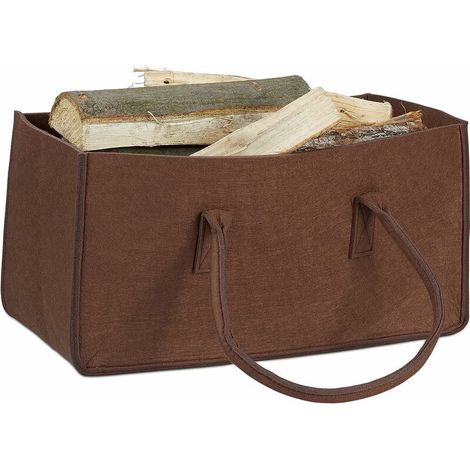 VURAHOME -Panier à bûches de bois en feutre Sac de bois de chauffage en feutre épaissi panier de rangement portable pour bois de chauffage (1/5)