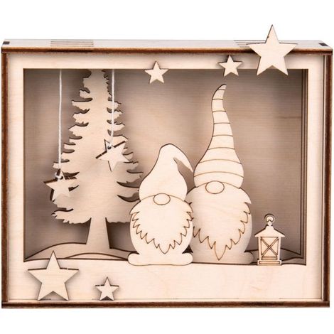 Cadre lutins du père Noël en bois à décorer (1/4)
