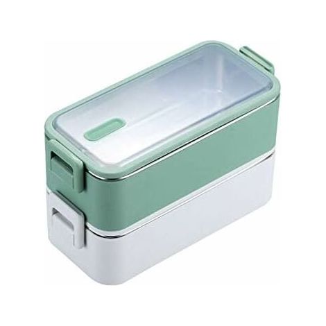 DEESSE SHOP - Lunchbox 1100ml Double Couche En Acier Inoxydable Lunch Box En Acier Inoxydable Micro-Ondes Lunch Box Four À Micro-Ondes Étudiant Stockage Contene Vert (1/5)