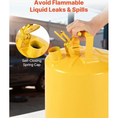 Bidon de Sécurité Diesel Type I 19 L avec Pare-flammes en Acier Inoxydable, Couvercle à Fermeture Automatique, Entonnoir PE, Poigné… (1/5)