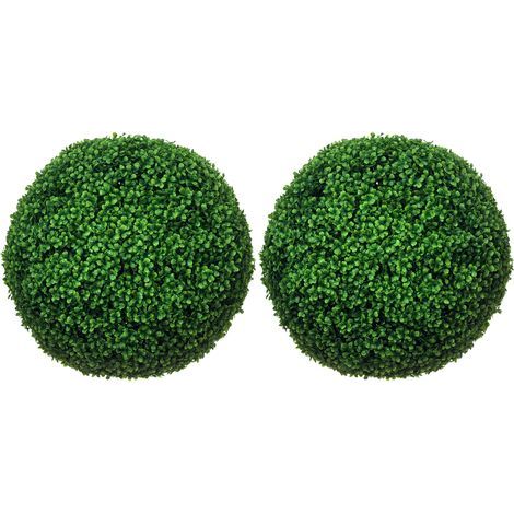 Set mit 2 künstlichen Buchsbaumkugeln, 50 cm, für die Innen- oder Außendekoration, grün (1/5)