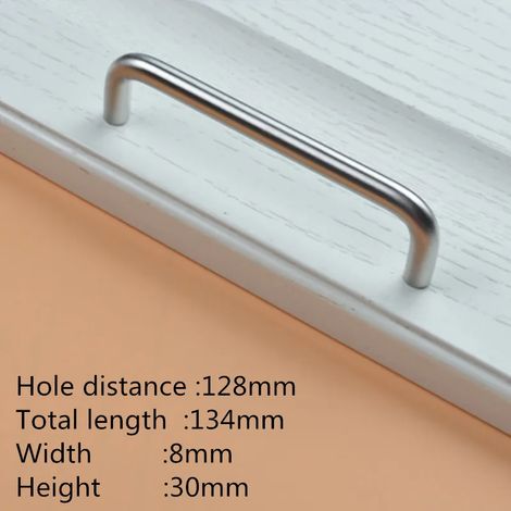 Poignées de porte en acier inoxydable en forme de U (128 mm), boutons de commode, boutons et poignées de placard de cuisine pour meubles, diamètre 8 mm, HomeDeco (1/5)