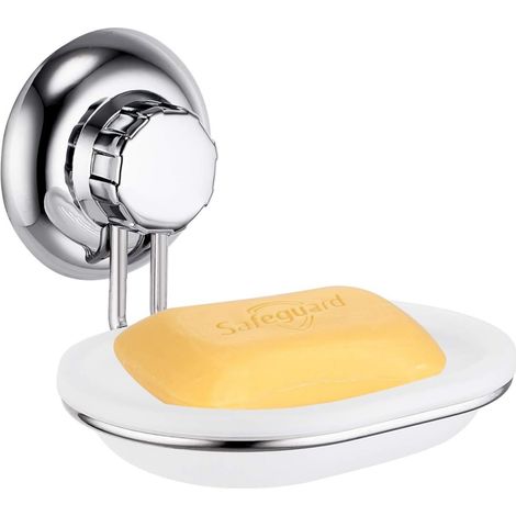 Porte-Savon Ventouse système Vide Acier Inox, Panier à savon pour salle bain (1/5)
