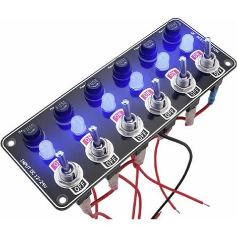 1 Panneau interrupteur, 6 bascules métal, fusibles, disjoncteur LED, 12V 24V, voiture bateau (1/5)