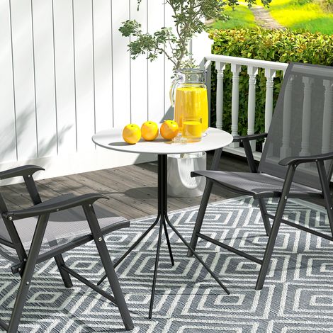 Tavolo rotondo da giardino Ø 60 cm, con struttura in acciaio, adatto per interni ed esterni, colore grigio scuro.