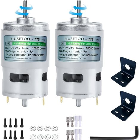 775 DC 12V DC Motor High Torque DC Motor Max 20,000 RPM Dual Silent Ball Bearing DC Motor (D-Shaped Spindle -2pcs) (1/5)