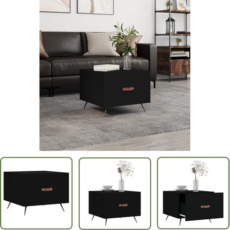 The Living Store Table basse Noir 50x50x40 cm Bois d'ingénierie - Table Basse - Meuble Salon - Table D'appoint - Table Design - Table Noire (1/5)