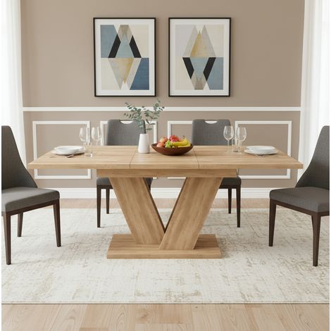 Tisch aus MDF 140/180 x 80 cm, Eiche, ausziehbar, rechteckig, 4-8 Personen (1/5)