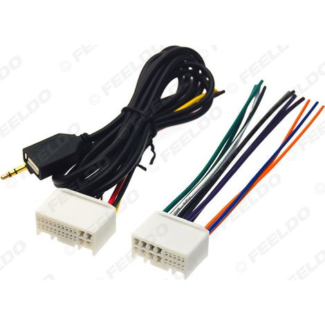Compatible avec les Kia K2 et K5 Sportage : connecteur de lecteur CD avec câbles USB et AUX, faisceau de câblage audio pour voiture