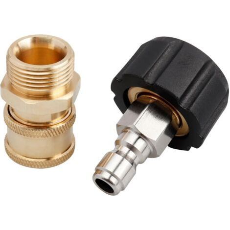 2pcs Adaptateur de Nettoyeur Haute Pression M22 Mâle M22-14 à 1/4" Adaptateurs de Tuyau Nettoyeur Haute Pression Accessoires pour Raccord de Pistolet de Pulvérisation 5000PSI (1/5)