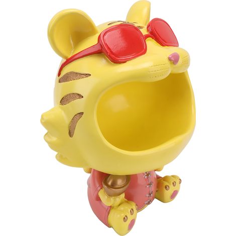 Organisateur de bureau - Décoration mignonne tigre à grande gueule - Bol à bonbons en résine - Porte-clés/bol pour entrée - Jaune (1/5)