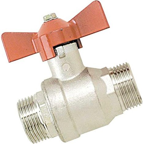 Boutté 2159114 BM201 - Rubinetto a sfera 1/4 con manopola a farfalla, maschio, 20 x 27 ACS PN40, Argento (Argent)