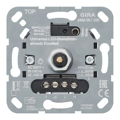 Gira S3000 Insert. atenuador giratorio Uni-LED Komfort Empotrable [245500], 2455 00