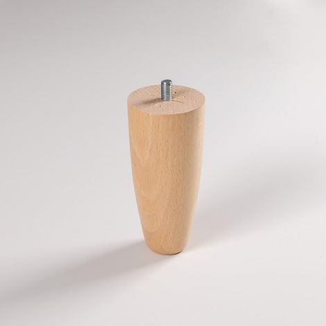 Pack 4 patas de madera de haya Cónica Ópera ovalada 15 cm – Natural – para camas, somieres y muebles