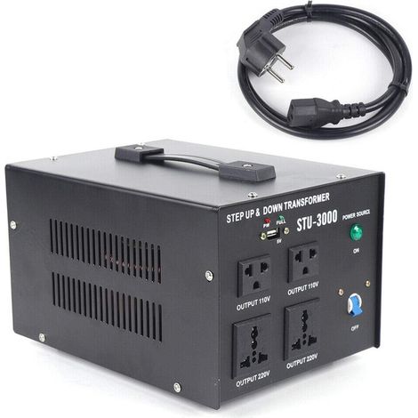 Convertidor de voltaje 3000 W Transformador de núcleo toroidal Convertidor elevador 220V a 110V Enchufe universal Convertidor de corriente Enchufe EU Cable Convertidor