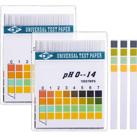 Bandes De Test Ph - Plage 0 À 14 - Pour Eau Potable Piscine Aquarium Aliments Et Corps Humain - 200 Unités (1/5)
