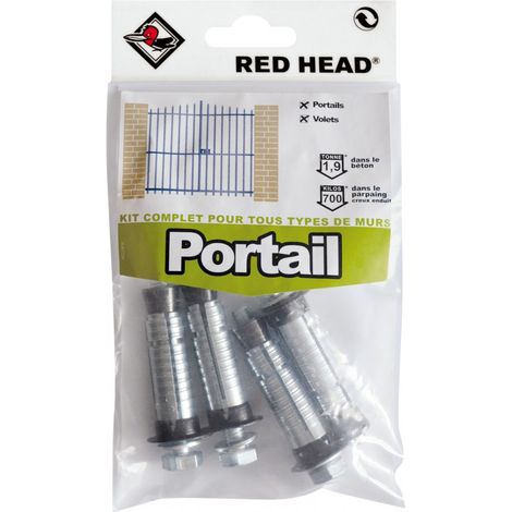 Chevilles à expansion pour tout type de mur – Kit de 4 chevilles G2X 14x55mm et 4 vis 8x60mm – Acier inox pour portails – Red Head