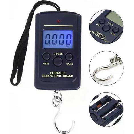 1 Stück Multifunktionale Mini-Elektronik-Hänge-Angelgepäckwaage 40 kg/10 g, tragbar, digital, handlich, Taschengewicht, Hakenwaage (1/4)