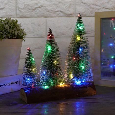 Sapin de Noël LED mini pour bureau, décoration lumineuse colorée, ornement festif cadeau de Noël (1/5)