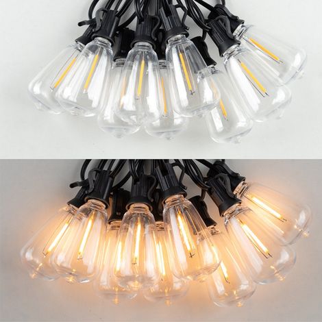 Guirlande lumineuse LED de 15 m avec ampoules en plastique - Panneau solaire 1200 mAh et télécommande, idéale pour les jardins, les mariages et les campings (1/5)