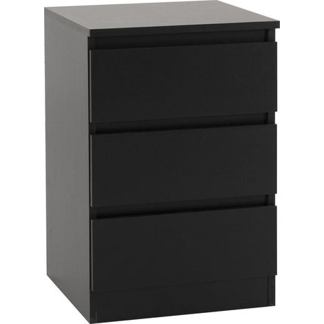 Malvern 3 Drawer Bedside Black (1/5)