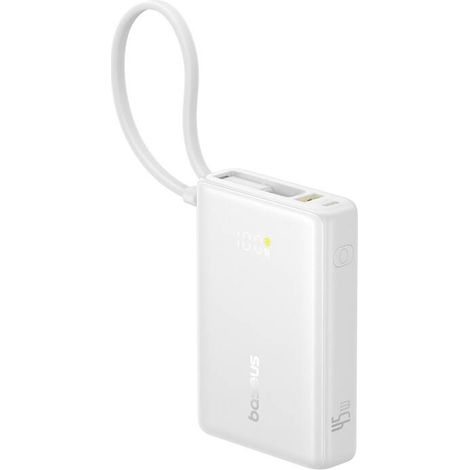 Batería externa Baseus PicoGo con pantalla digital, 10000 mAh, 45 W (Blanco)
