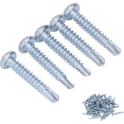 Vis à bois autoforeuse tête ronde 4,2x25mm, lot de 50, acier galvanisé, visserie croix pour réparation meuble et fixation (1/5)