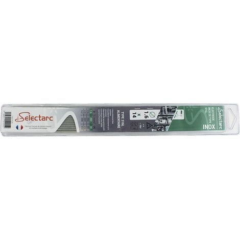 Selectarc – Électrodes en inox 316L 1,6 mm x 250 mm – Lot de 14 – Soudage inox alimentaire – Norme ISO 3581-A, AWS A5.4 E316L-16