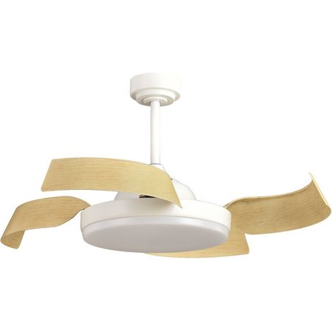 Ventilatore da soffitto LED Batán Bianco+Legno 35W 3200lm CCT Smart