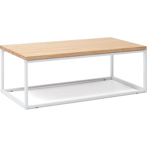 Mesa Centro iCub U Big Wood 120x60x43cm Blanca en madera maciza de pino acabado natural estilo nórdico Industrial Box Furniture (1/5)
