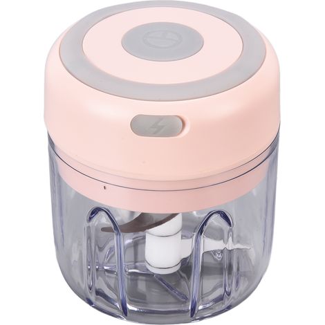 Hachoir Électrique Portable pour Aliments - Découpeur d'Ail et Gingembre sans Fil, 3 Lames, 250ml, Recharge USB, Rose