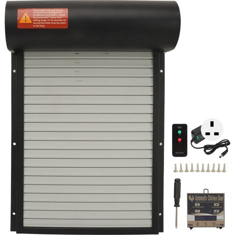 Porte automatique 3-en-1 pour poulailler, 100-240V, détection lumineuse, minuterie, télécommande, ouvre-porte pour poule, canard, oie, noir, prise UK (1/5)