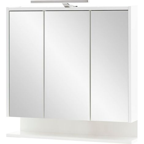 Armoire À Miroir, Matériaux en Bois, Blanche, 65 cm avec Étagère (1/5)