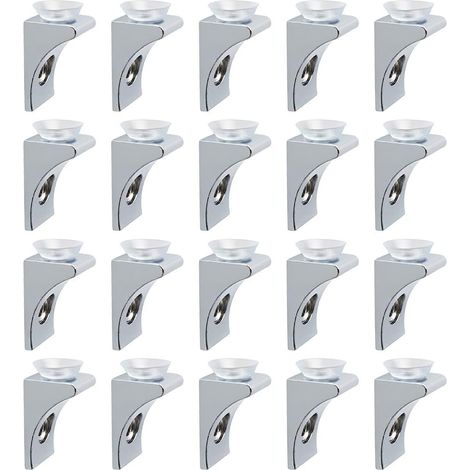 Support d'Étagère en Verre ou en Bois d'Angle Brace Support Piquet de Tablette à Angle Droit avec Base Ventouse, Fixation Murale à Vis, Finition de Chrome, 20 Pcs, EBL2100-20P (1/5)