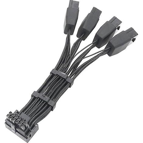 Câble PCI-E vers 16 broches (12+4) pour GPU RTX4090 et RTX4080 (18AWG, 3x8P et 4x8P) PCIE5.0 12VHPWR-B 4x8 broches.