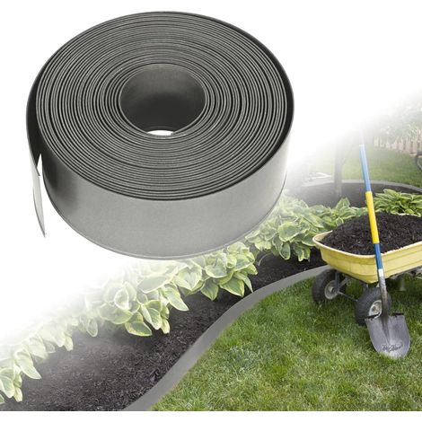 Bordure de Pelouse 20m Gris Plastique PP Flexible Délimitation Jardin Résistance UV Protection Parterre (1/5)
