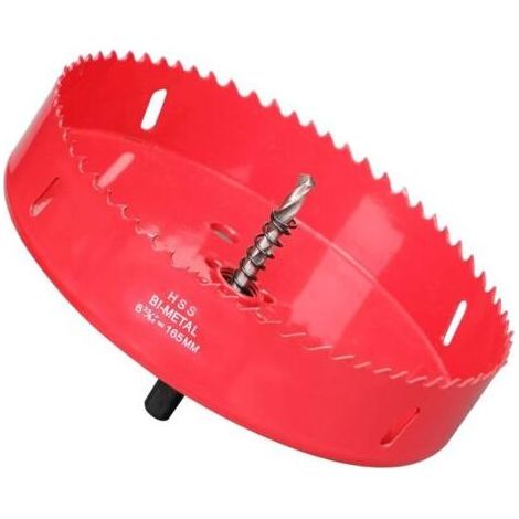 Scie Cloche Bi-métal 165mm, M42 HSS Bimétallique Scie Trèpan avec Foret de Centrage pour Robuste Perceuse à Percer pour Fer, Aluminium, Bois, Cloison Sèche, Tuyau, Panneau de Fibres de Bois/Rouge (1/4)