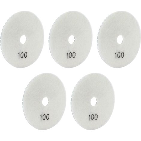 Kit de 5 disques de polissage diamantés humides de 10 cm (4 pouces) à grain doux pour marbre, granit et céramique, grain 100 (1/5)